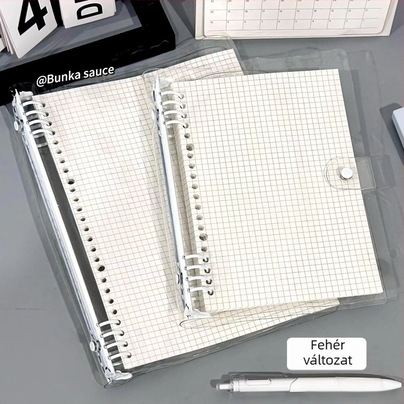 Átlátszó PVC puha borítóval rendelkező szabadoldalas jegyzetfüzet, 60 oldal, farostpapír, bármely lyuk típus, alapcsomagolás
