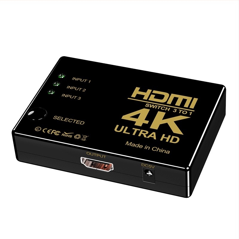 HDMI videókapcsoló, 3 bemenet 1 kimenet, infravörös távirányító, 1080P, modell HW-HD301H