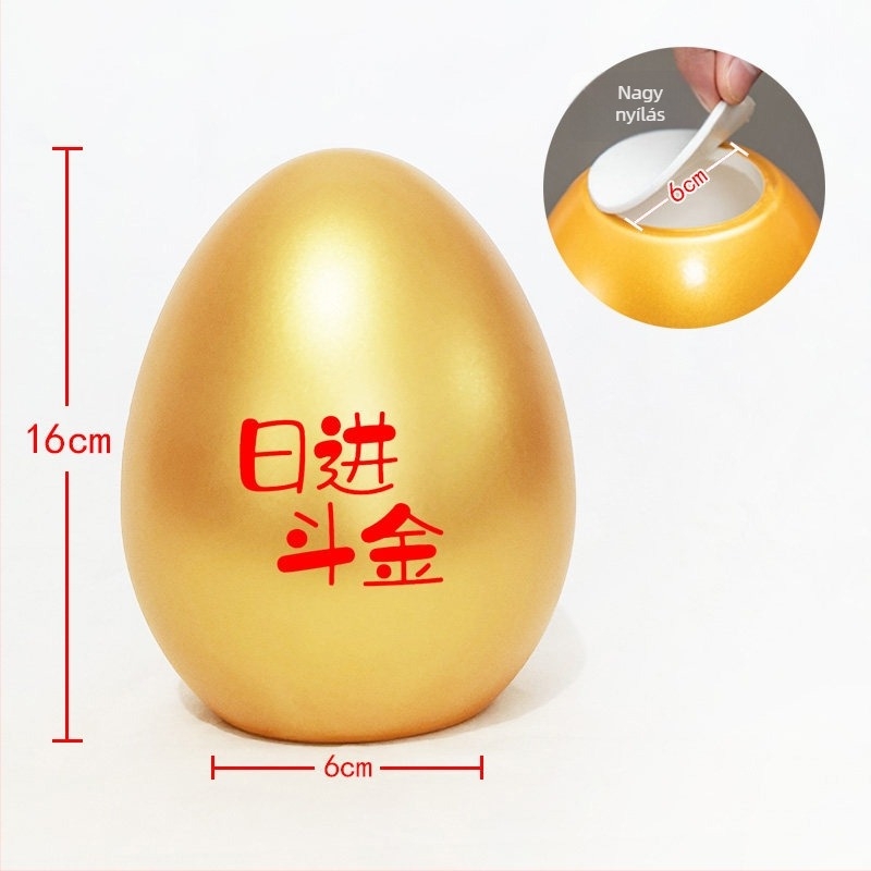 Arany születésnapi tojás rozsdamentes acélból – Japán/Koreai stílus, ajándék dobozos csomagolás, termékkód 1010816039