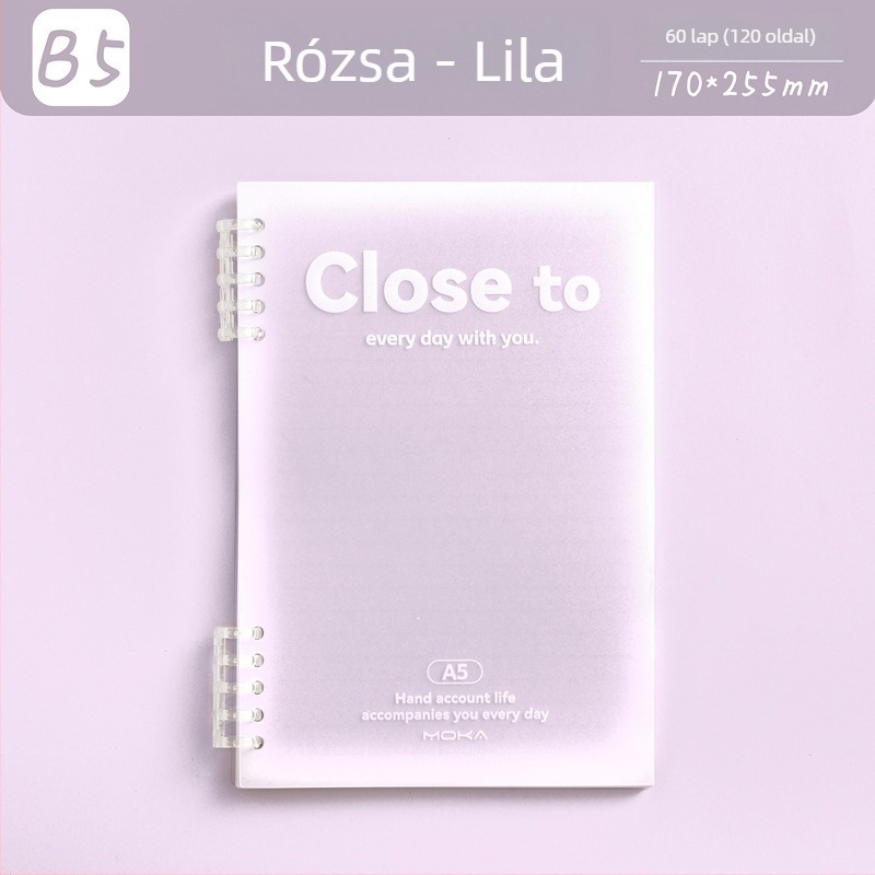 MOKA moka elválasztható füzet, gradient dizájn, szemvédő papír, 60 lap, öt lyuk, kompatibilis a töltőbetétekkel