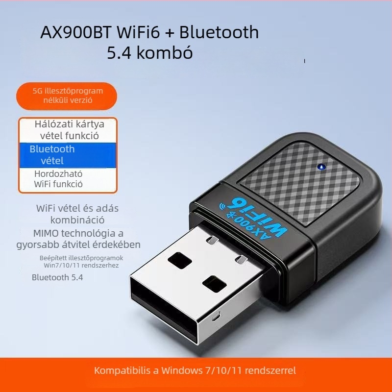 Read Well Ax9000 WiFi 6 USB vezeték nélküli hálózati kártya – meghajtó nélkül, 300 Mbps, két sávos, Bluetooth, asztali számítógépekhez