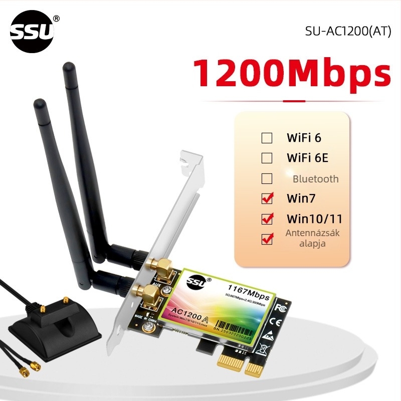 SSU SU-AC1200(A) PCIe vezeték nélküli hálózati kártya