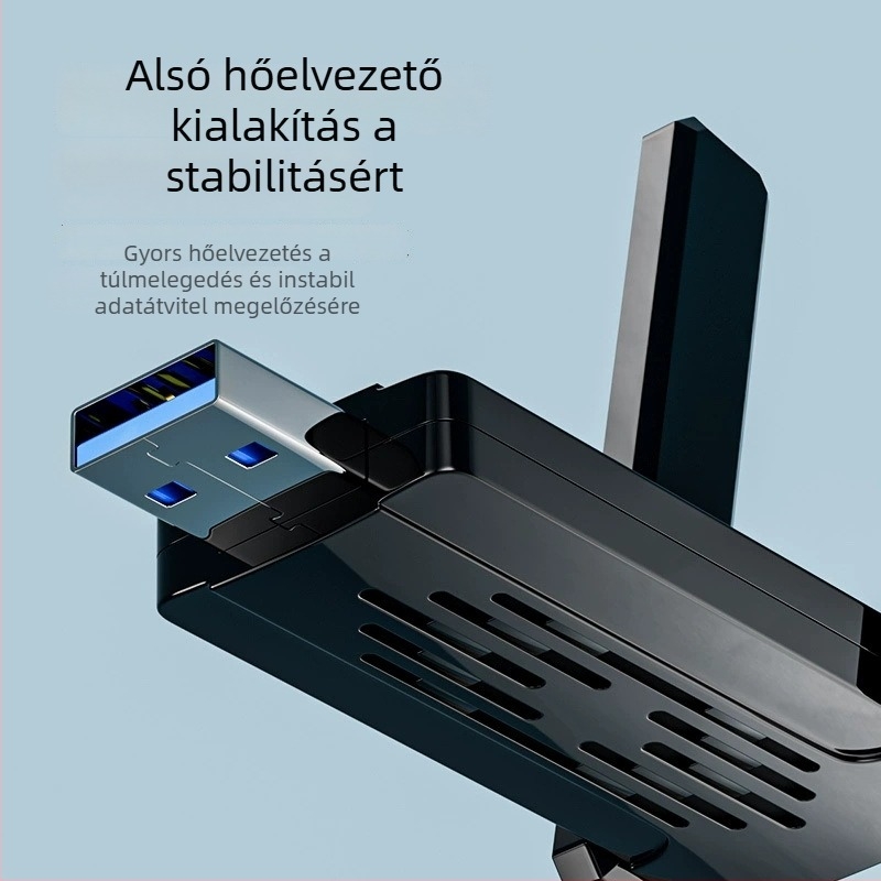 Driver nélküli USB vezeték nélküli hálózati kártya, két sávos 1300 Mbps, 2,4 GHz/5 GHz, USB interfész, támogatja 802.11b/g/n