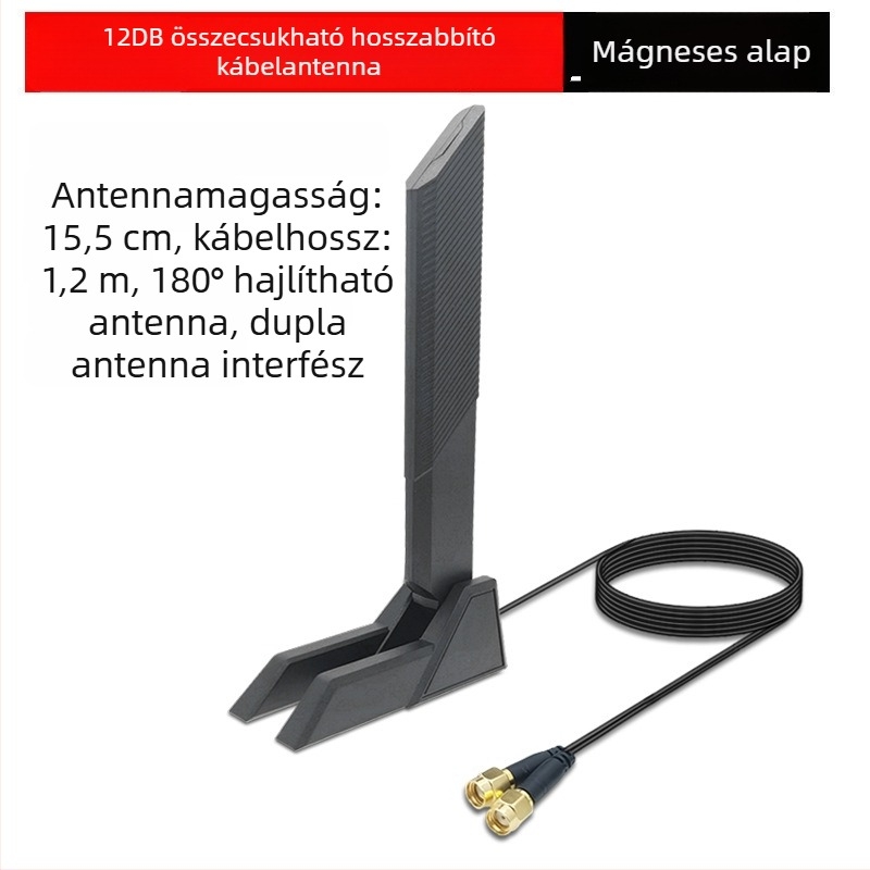 Blade 12dB hajlékony SMA antenna WiFi 6E – három sáv 2,4/5/6 GHz, akár 5374 Mbps, Bluetooth, SMA interfész