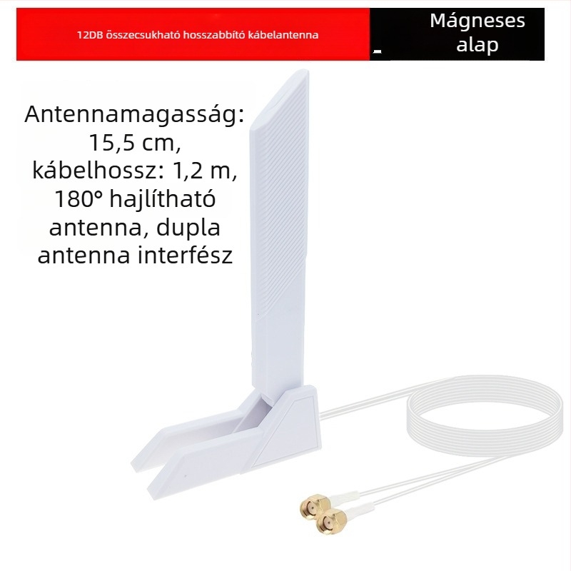 Blade 12dB hajlékony SMA antenna WiFi 6E – három sáv 2,4/5/6 GHz, akár 5374 Mbps, Bluetooth, SMA interfész