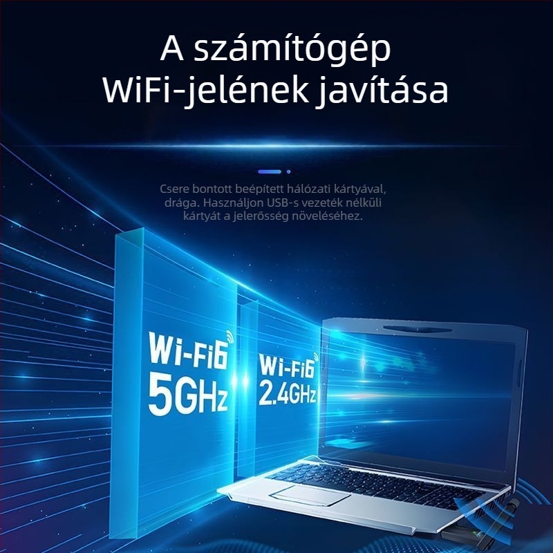 Vezeték nélküli USB hálózati kártya - Driver-mentes működés, WiFi 6 támogatás; Gigabit Ethernet kompatibilitás (10/100/1000 Mbps, USB, Ethernet)