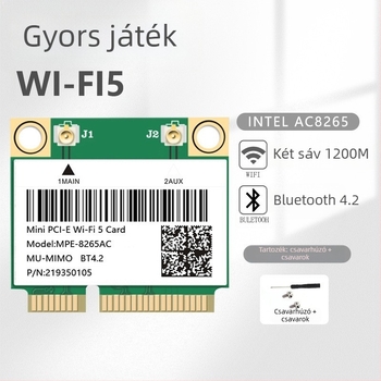 AC8265 két-sávos Mini PCIe vezeték nélküli kártya 1200 Mbps (802.11ac)