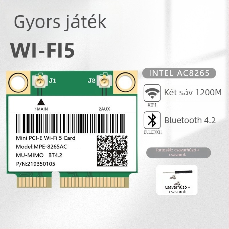 AC8265 két-sávos Mini PCIe vezeték nélküli kártya 1200 Mbps (802.11ac)