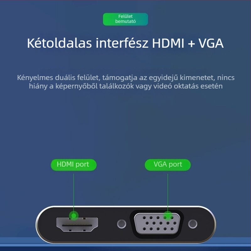 USB–HDMI+VGA kettős dokkolóállomás – 1080P, Windows 2000 kompatibilis, Energiagazdálkodás támogatás