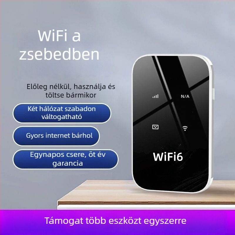 Hordozható WiFi 6 router USB 2.0 interfésszel, tűzfal, FCC Class B, akár 300 Mbps