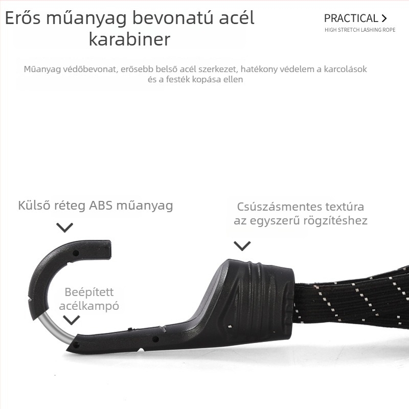 Kötöző szalag latex huzallal, felületkezelés poli propilén szállal, sokoldalú használat