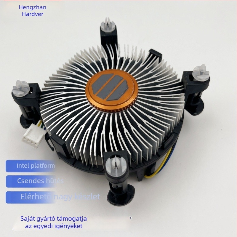 CPU hűtő radiátor PC-hez, alumínium réz bevonattal, hidraulikus csapágy, 2000 RPM, 22 dBA, levegőhűtés, kompatibil Intel LGA775/1155/1156/1200