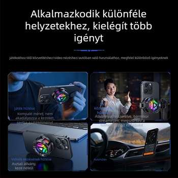 Luxurious SS06 Telefonhűtő mágneses hátlapi klipekkel, 15W, Type-C, ABS+alumínium-kerámia, 116 g, Digitális kijelző
