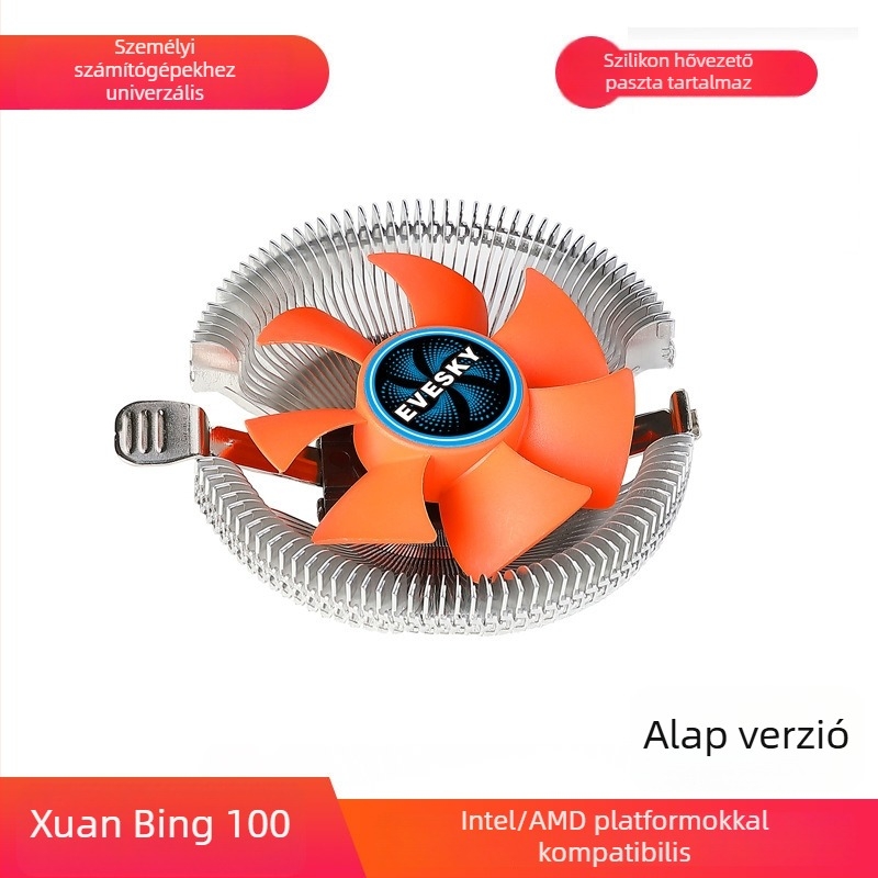 Xuan Bing 100 CPU hűtő, alumínium, olajban futó csapágyak, 1600 RPM, kompatibilis az 1155-tel