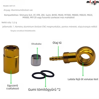 Olajtű Shimano SLX/XT/XTR tárcsafékhez – olív fej és tömlőcsatlakozó