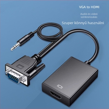 VGA–HDMI adapter, modellt Vga to hdmi, TV/monitor használatra, távoli ébresztés nem támogatott
