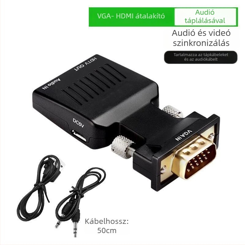 VGA–HDMI adapter, modellt Vga to hdmi, TV/monitor használatra, távoli ébresztés nem támogatott