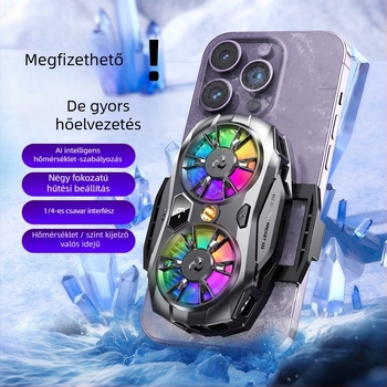 Okostelefonhűtő félvezető hűtéssel, AI hőmérséklet-ellenőrzés, digitális kijelző (modell K19, 5V2A, Type-C, ABS+alumíniumötvözet+kerámia)