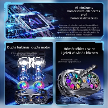 Okostelefonhűtő félvezető hűtéssel, AI hőmérséklet-ellenőrzés, digitális kijelző (modell K19, 5V2A, Type-C, ABS+alumíniumötvözet+kerámia)