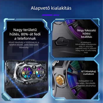 Okostelefonhűtő félvezető hűtéssel, AI hőmérséklet-ellenőrzés, digitális kijelző (modell K19, 5V2A, Type-C, ABS+alumíniumötvözet+kerámia)