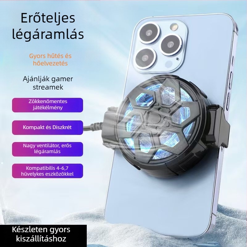 X18 Telefonhűtő – 5W, ABS+Fém, USB-C, Csendes légáramú hűtés, 3 fokozat