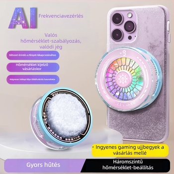Mobiltelefon hűtőventilátor félvezető hűtéssel, mágneses rögzítés, csendes működés, hőmérséklet-szabályozás játékhoz és élő közvetítéshez