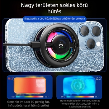 Mobiltelefon hűtőpad mágneses hátlapi klippel és félvezető hűtéssel — 10W, ABS+Metal, CX19 modell, játékokhoz