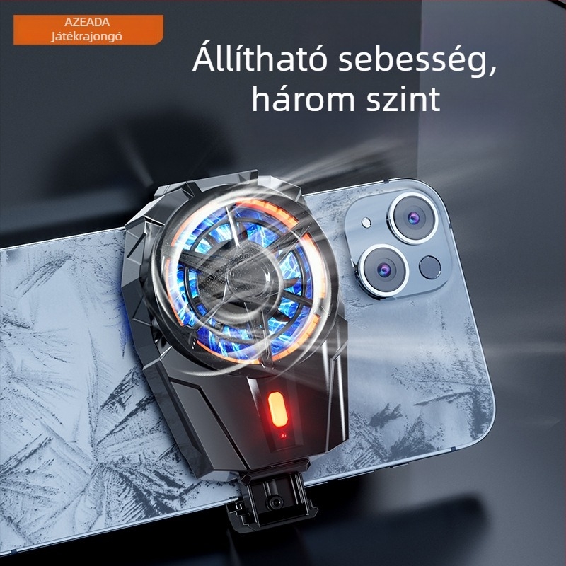 Azeada X52 mobiltelefon-hűtő, hűtés levegővel, vezeték nélküli töltés, hátsó rögzítő klipsz játékokhoz, 3 fokozatú állítás