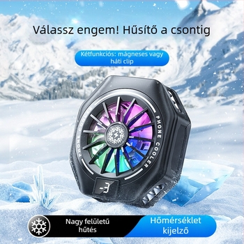 USB-s mobiltartó hűtő panel, kompatibilis 4.7–7.5 hüvelykes telefonokkal, anyag: ABS + jég porcelán + alumínium ötvözet, játék közben tölthető