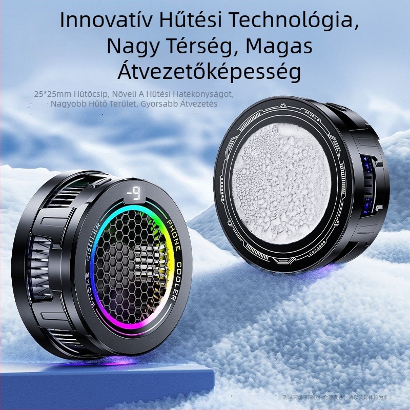 X108 telefonhűtő LED világítással, három szintű beállítás, Type-C interfész, ABS-alumínium + szilikon, 15W