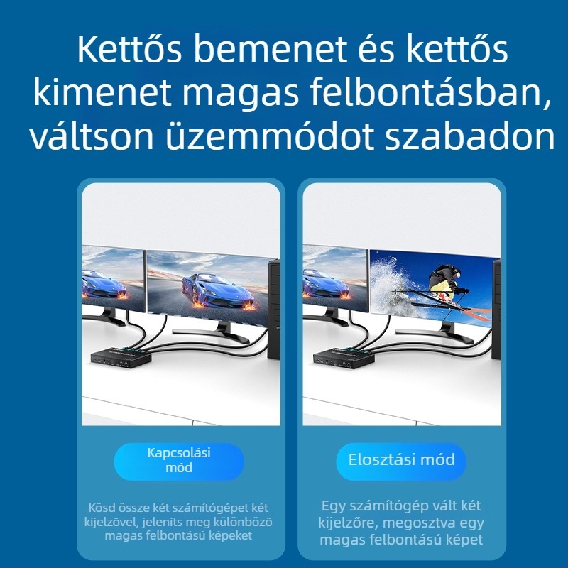 Unnlink HDMI mátrix kapcsoló/elosztó 2x2 audió elosztóval, modell 1330, 4K-támogatás
