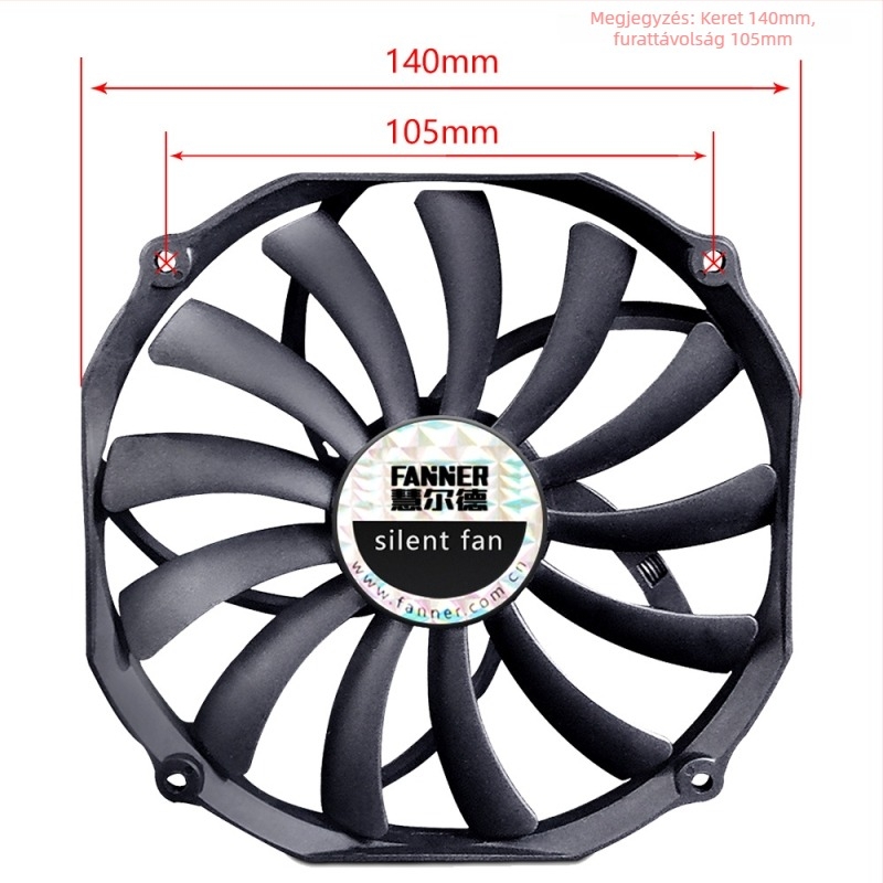Asztali számítógép ház hűtőventilátora, Ice Soul F14015, ultra vékony kivitel, 4‑pin PWM, csavarfurat-távolság 10,5 mm