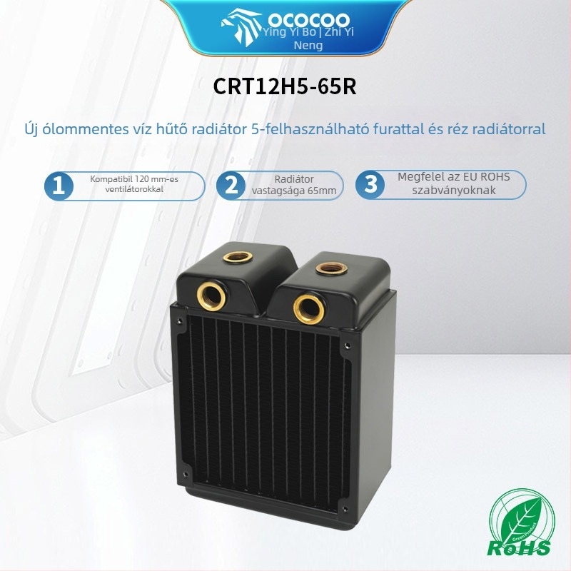 Víz hűtő radiátor CRT12H5-65R, réz, 12 hőcső