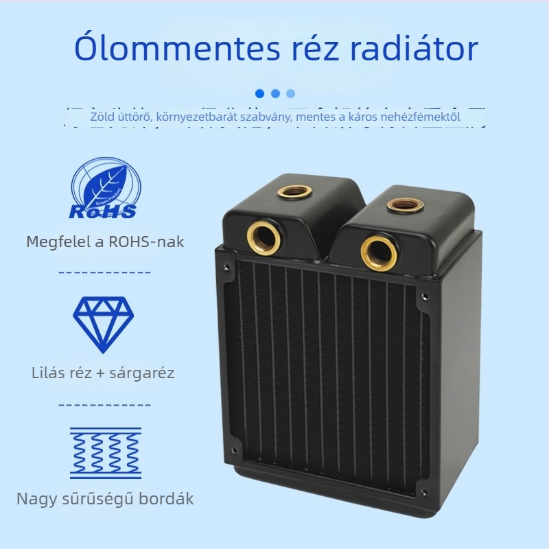 Víz hűtő radiátor CRT12H5-65R, réz, 12 hőcső