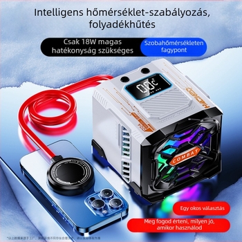 FY-01 Líquid hűtő radiátor, 45W félvezető hűtő, ABS+alumíniumötvözet, Type-C csatlakozó, tömege 900 g, univerzális telefonokra és tabletekre, csendes üzem élő közvetítéshez