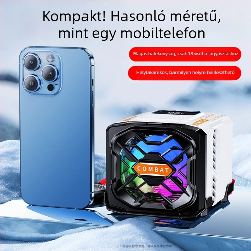 FY-01 Líquid hűtő radiátor, 45W félvezető hűtő, ABS+alumíniumötvözet, Type-C csatlakozó, tömege 900 g, univerzális telefonokra és tabletekre, csendes üzem élő közvetítéshez