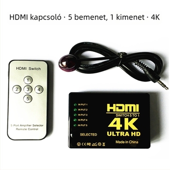 HDMI kapcsoló 5x1, 4K/30Hz, távirányítóval