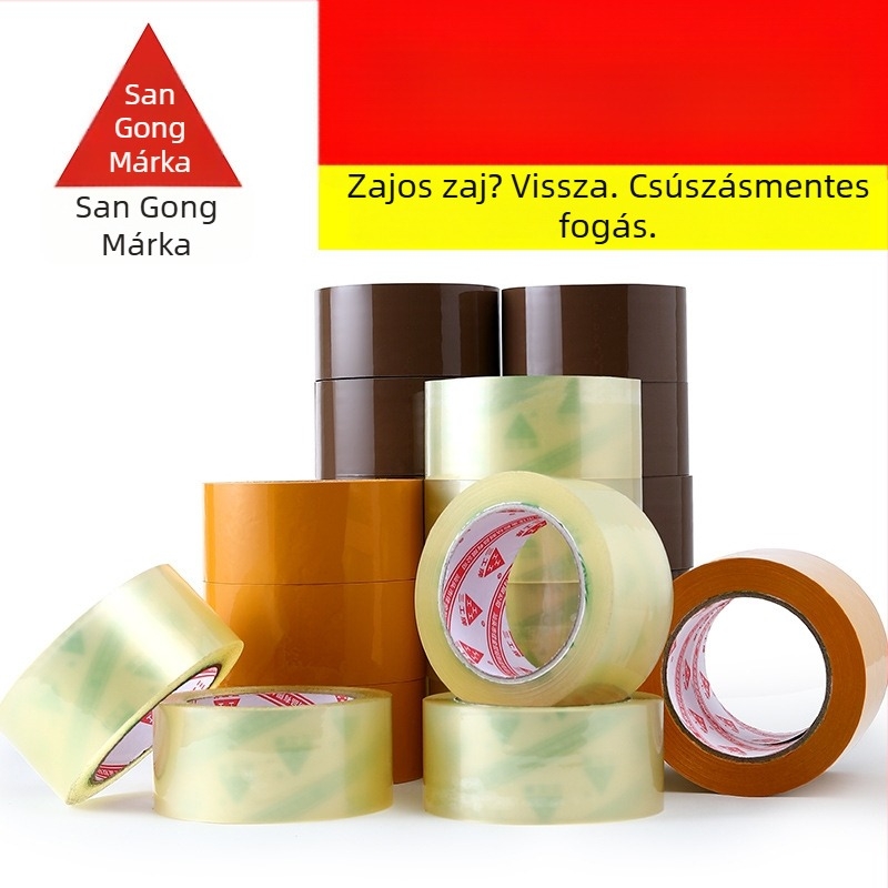 Nem zajos csomagoló szalag – BOPP film, szélesség 4,8–5,0 cm, hossz 100 m, vastagság 50 µm, PSA ragasztó