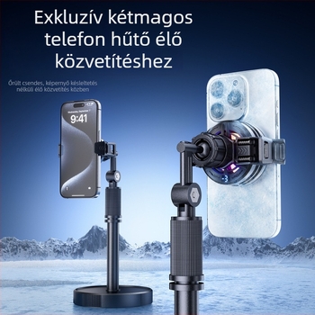 Mobiltelefon hűtő radiátor mágneses hátlapi klippel, félvezetős hűtés, csendes működés, Esport élő közvetítéshez, anyagok: metal + ABS + szilikagél