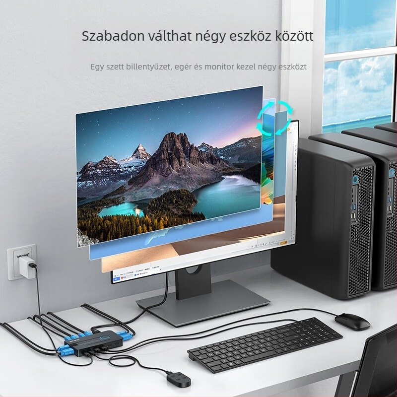 KVM kapcsoló MT-KH4, 4 port HDMI, 4K@30Hz, visszamenőleges kompatibilitás