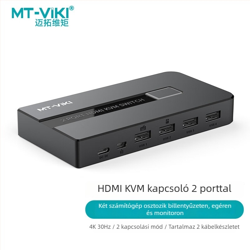 KVM kapcsoló MT-KH4, 4 port HDMI, 4K@30Hz, visszamenőleges kompatibilitás