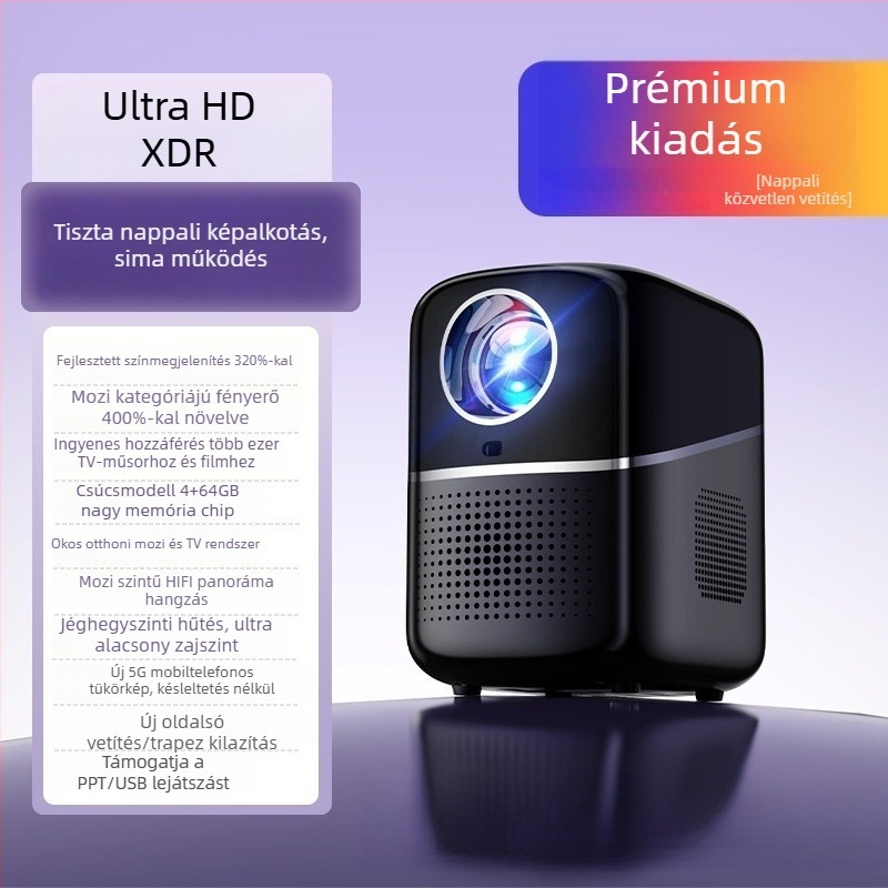 Okos otthoni projektor, Ultra HD otthoni mozihoz, falra vetítés Wi‑Fi-vel, szemvédő funkció