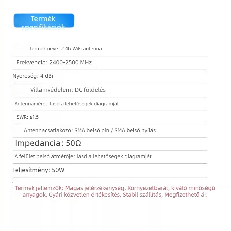 Külső gumiból készült 2,4 GHz-es antenna okosotthonhoz, gombantennával, Bluetooth/Wi‑Fi router és hálózati kártya