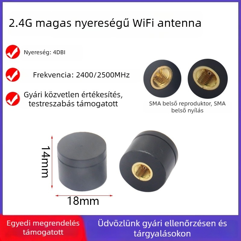 Külső gumiból készült 2,4 GHz-es antenna okosotthonhoz, gombantennával, Bluetooth/Wi‑Fi router és hálózati kártya