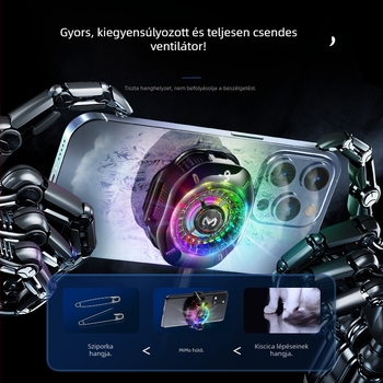 Telefonhűtő AI hőmérséklet-szabályozással és digitális kijelzővel (11W, Type-C, ABS+ alumínium ötvözet+hővezető szilikon, 72,5 g, CX10)