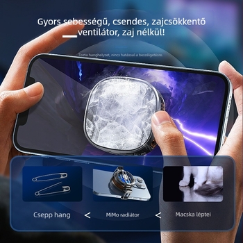 CX06 Mágneses telefonhűtő klip szilícium-alapú hűtéssel, 12W, ABS, Type-C, 81.5 g