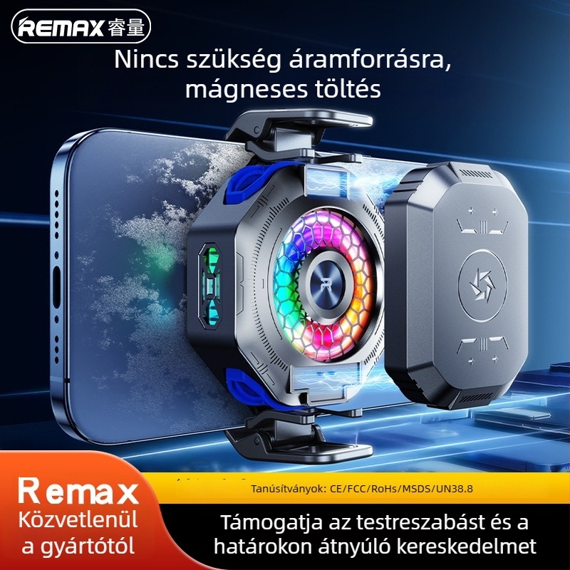 RT-F16 mobiltelefon hűtő mágneses hátsó rögzítővel, 7.5W hálózati / 3.7W akkumulátor, ABS+ alumínium, USB-C, 115 g