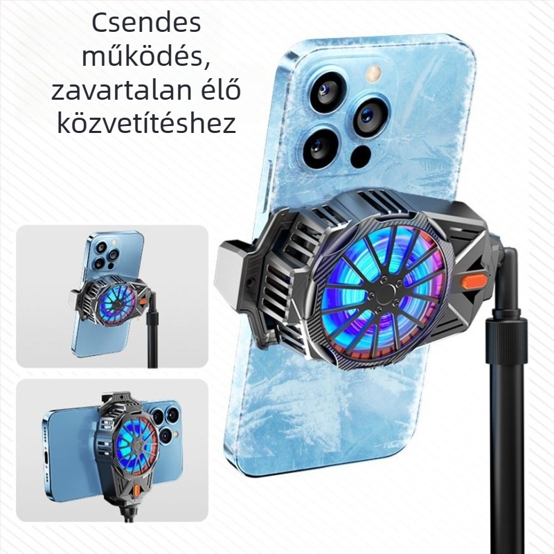 Feilibake X57 okostelefon hűtő radiátor — Type-C csatlakozás, 45 mm ventillátor, ABS + alumínium ötvözet, kompatibil iPhone és Android készülékekkel, három fokozatú hőmérséklet-szabályzás