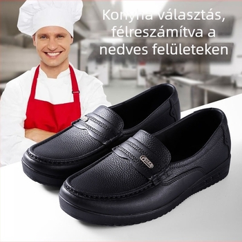 Férfi rövid vízálló esőcsizma PVC felsőrésszel, műanyag talppal, alacsony szár, slip-on, csúszásmentes és kopásálló, konyhai munkára