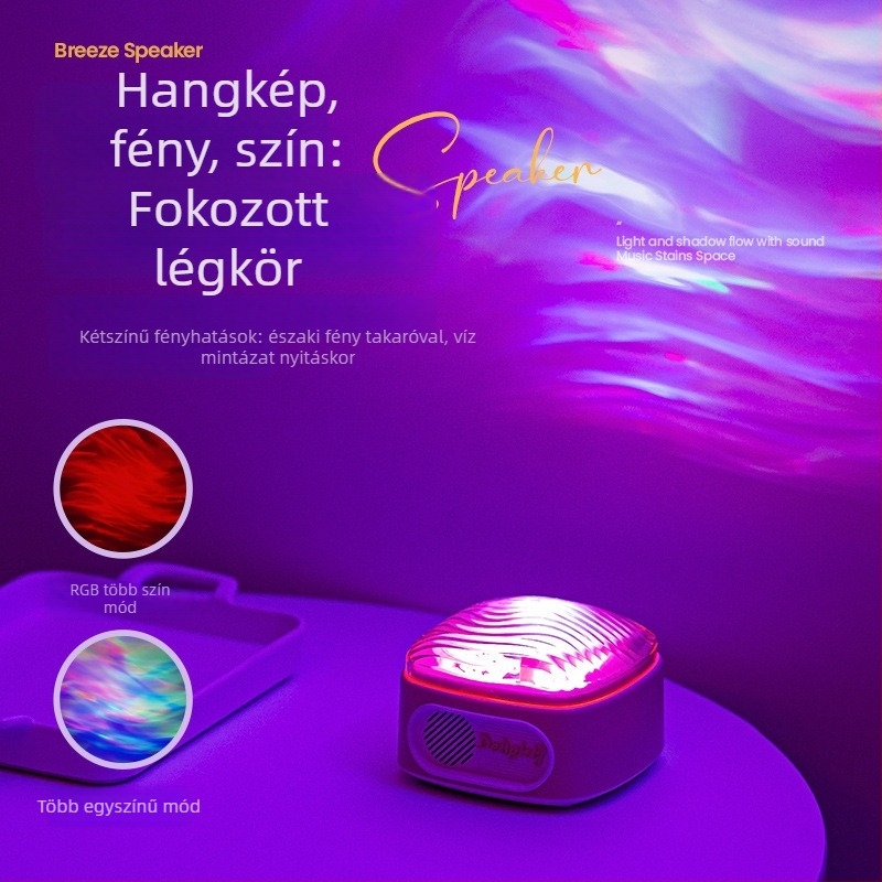 Csillagos ég projektor éjszakai fény Bluetooth zenével, USB táp és újratölthető akkumulátor (5V, asztali vagy állványos felhelyezés)
